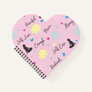 Carnet Cœur en forme de lotus rose affirmations d'amour d