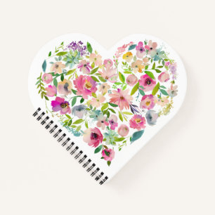 Carnet Cœur floral aquarelle amour rose spécial amusement