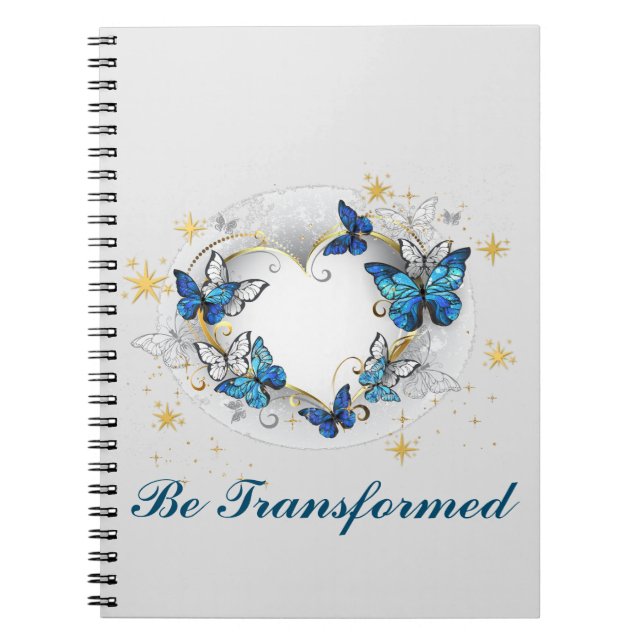 Carnet Coeur personnalisé avec papillons Morpho (Devant)