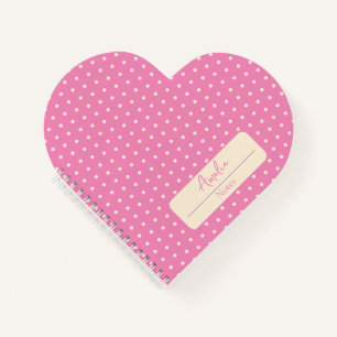 Carnet Coeur pois rose et beige