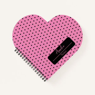 Carnet Coeur pois rose et noir