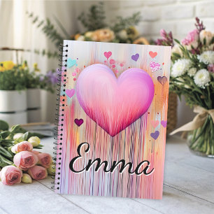 Carnet Cœur rose aquarelle Amour déborde