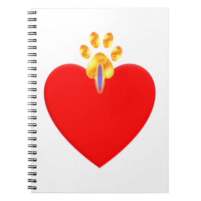 Carnet Coeur rouge et patte dorée (Devant)