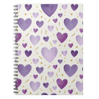 Carnet Cœurs aquarelle violet royal