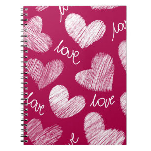 Carnet Coeurs blancs avec script d'amour rouge mignon