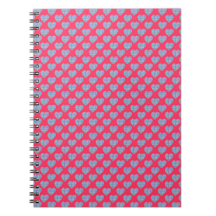 Carnet Coeurs bleus sur rose vif