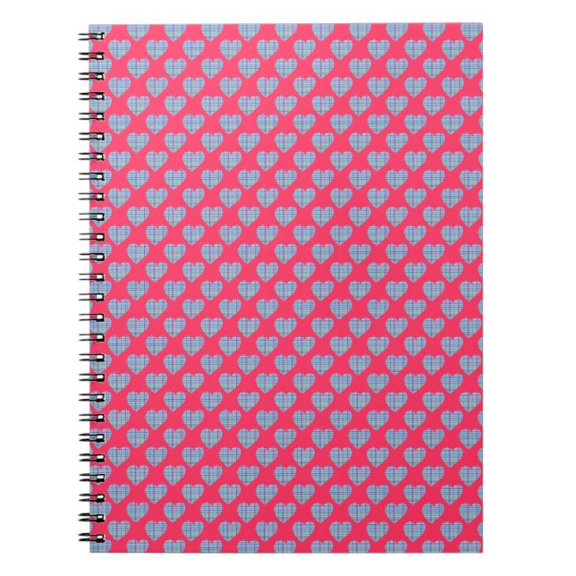 Carnet Coeurs bleus sur rose vif (Devant)