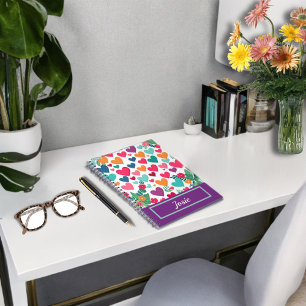 Carnet Cœurs colorés personnalisés