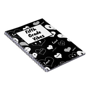 Carnet Coeurs d'amour noir et blanc Vibes de cinquième an