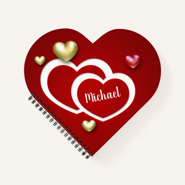 Carnet Coeurs de la Saint Valentin Rouge moderne (Devant)