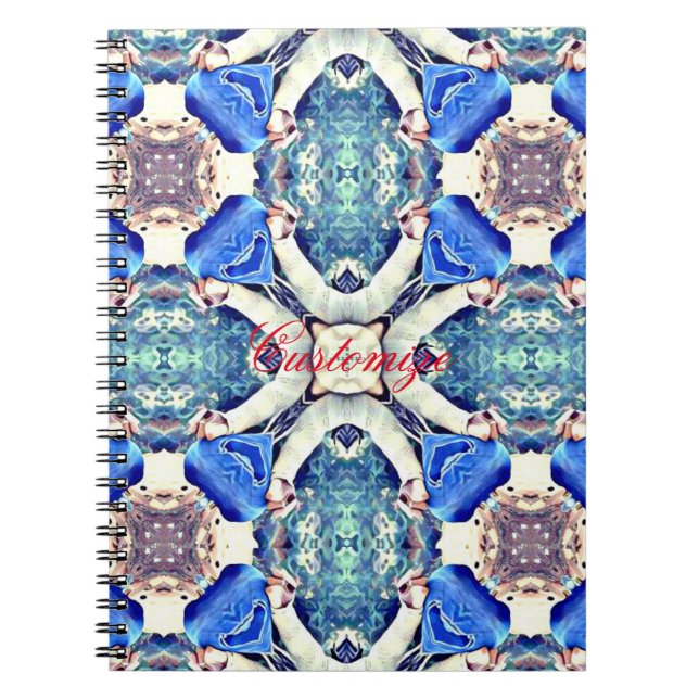 Carnet Coeurs de mandala bleu motif Thunder_Cove (Devant)