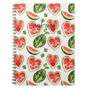 Carnet Cœurs de pastèque rouge vert