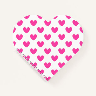Carnet Coeurs de polka rose Fuchsia sur blanc