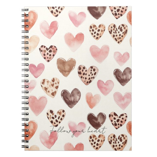 Carnet Coeurs Empreintes de léopard Brown roses (Devant)