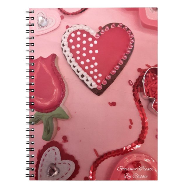 Carnet Coeurs et biscuits à sucre Rose (Devant)