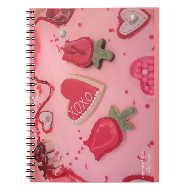 Carnet Coeurs et biscuits à sucre Rose (Devant)
