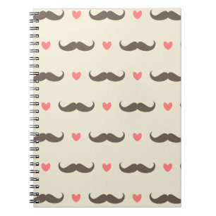 Carnet Coeurs et motif mignons de hippie de moustache