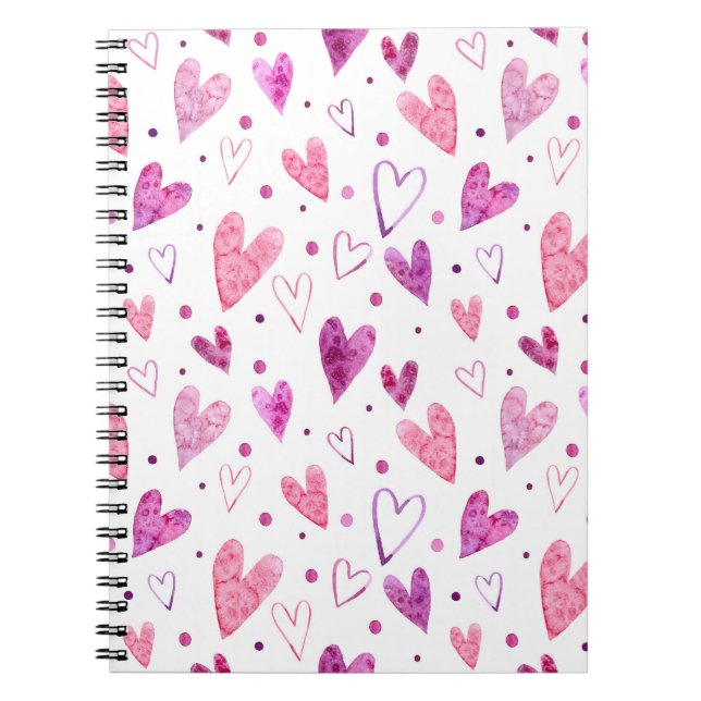 Carnet Coeurs et Pois roses : Plaisir romantique. (Devant)