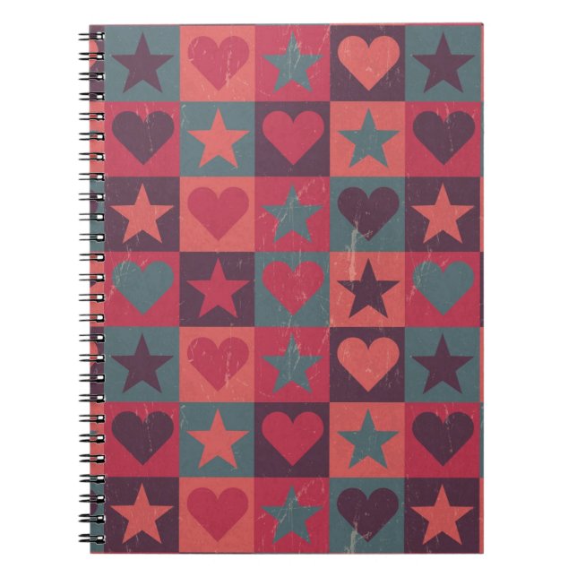 Carnet Coeurs et rose de profil sous convention (Devant)