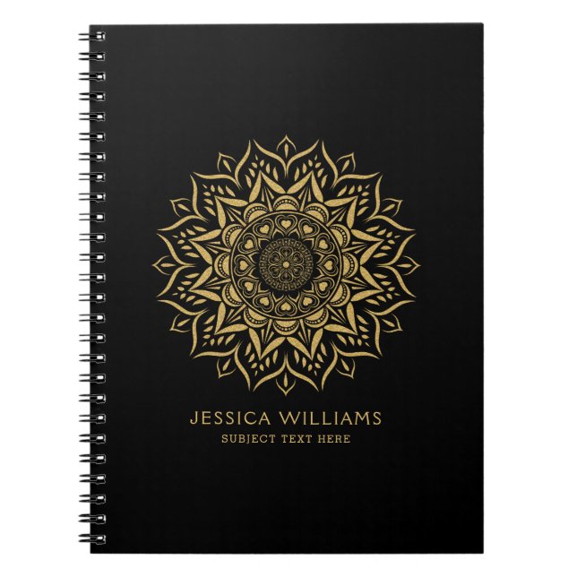 Carnet Coeurs et tourbillons de mandala d'or (Devant)