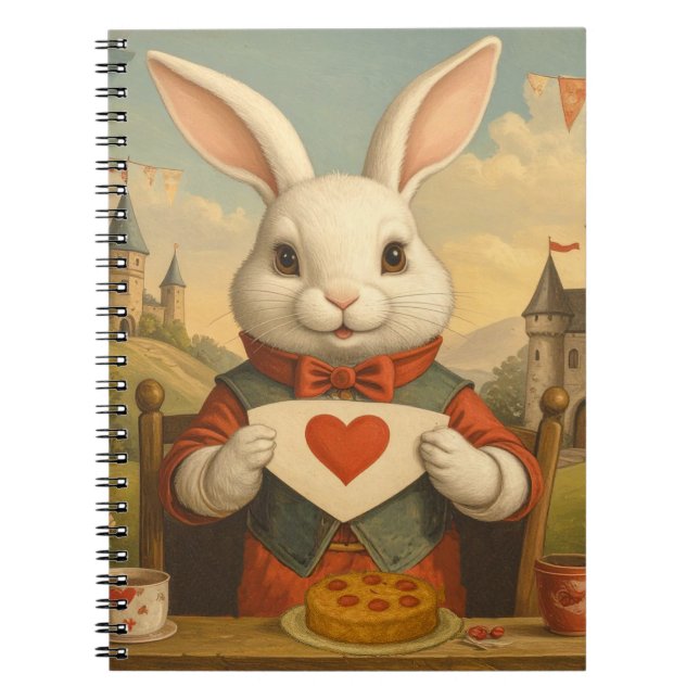 Carnet Cœurs Fantaisistes du Lapin Blanc Enchantent le Mo (Devant)