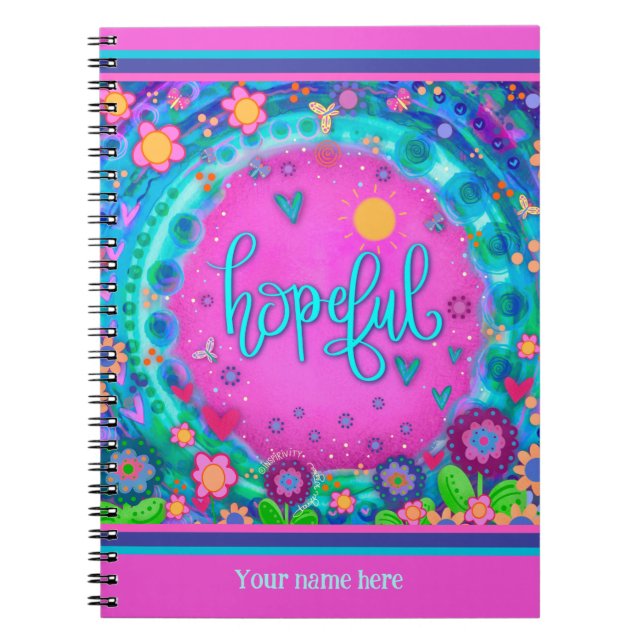 Carnet Coeurs floraux roses sur mesure Espérance amusant  (Devant)