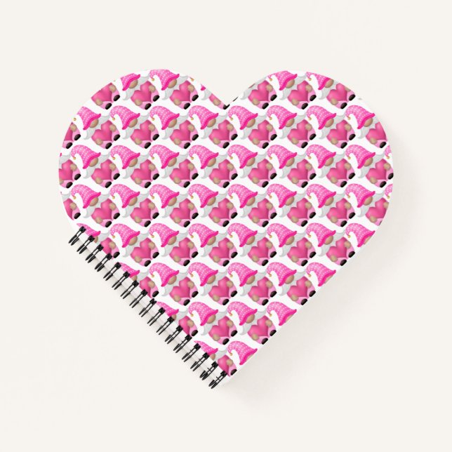 Carnet Coeurs Gnomes roses Bois Scandinave Cute (Devant)