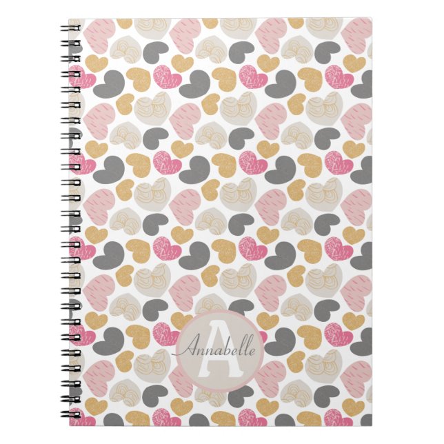 Carnet Coeurs mignons Couleurs pastel Nom du monogramme (Devant)