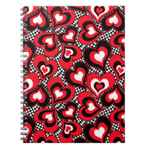 Carnet Coeurs, noirs, rouges et blancs.