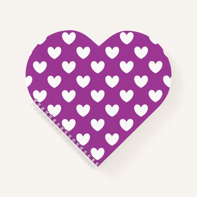 Carnet Coeurs polka blanc sur Cactus violet Fleur violet (Devant)