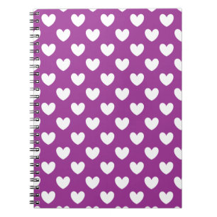Carnet Coeurs polka blanc sur violet