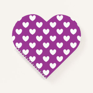 Carnet Coeurs polka blanc sur violet