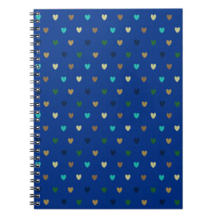 Carnet Coeurs Polka dans les tons bleu paon