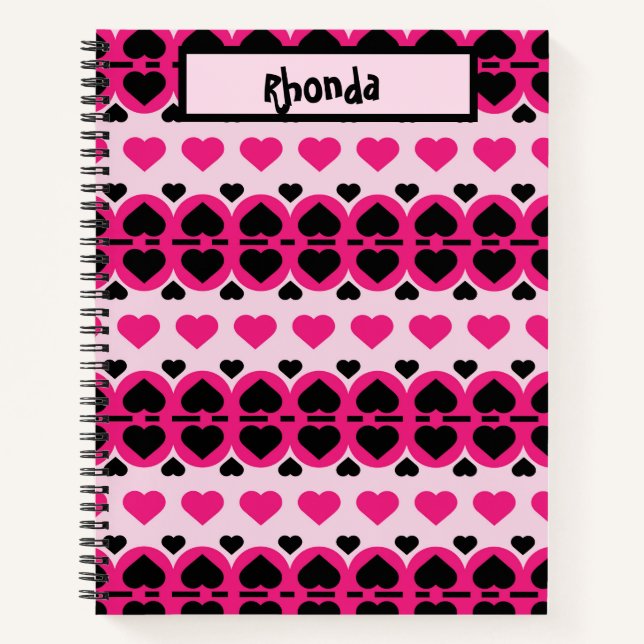 Carnet Coeurs rose et noir (Devant)