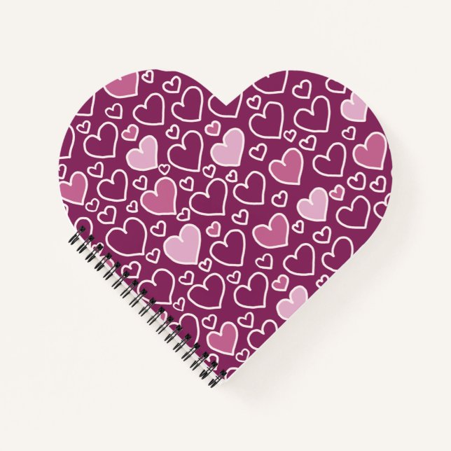 Carnet Coeurs rose et violet (Devant)