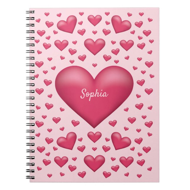 Carnet Coeurs roses Avec Texte Personnalisable (Devant)