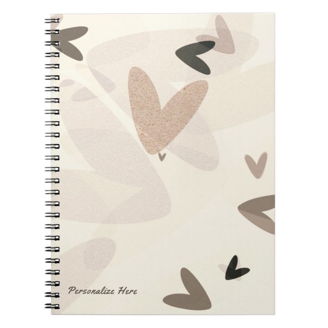 Carnet Coeurs roses et taupes Moderne Chic Personnalisé (Devant)