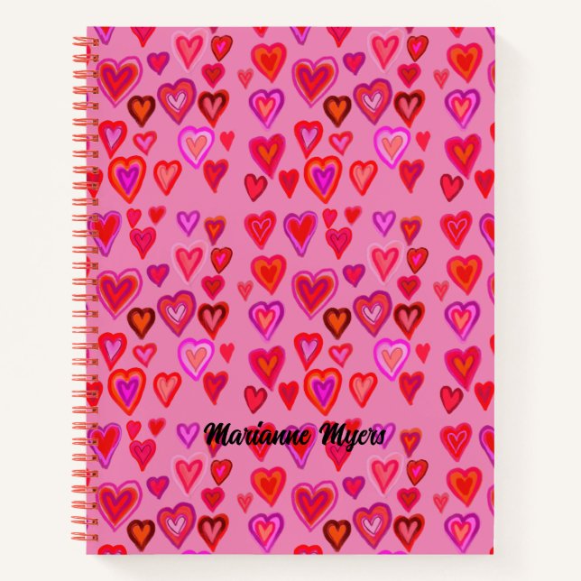Carnet Coeurs rouges et roses (Devant)
