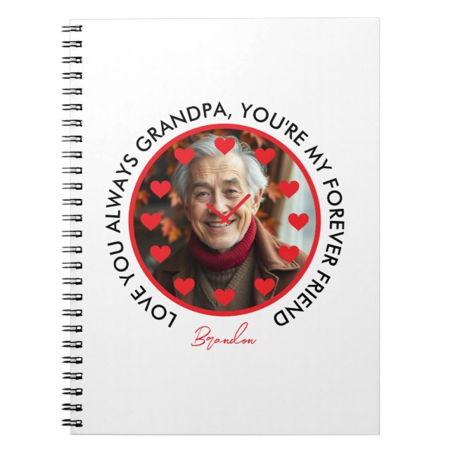 Carnet Coeurs rouges mignons Horloge Amour Grands-parents (Devant)
