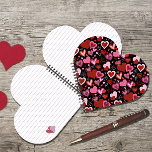 Carnet Cœurs rouges roses noirs Motif d'amour