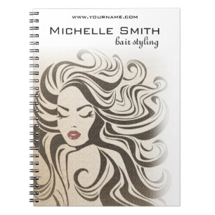 Carnet Coiffure Stylo Extensions cheveux bouclés Sepia Re