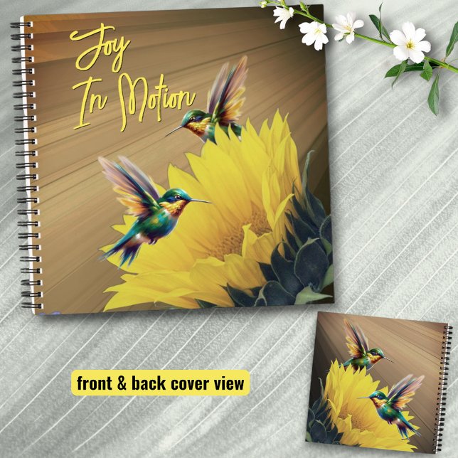 Carnet Colibri Art & Tournesol Photographie Mix (Square notebook cover front template and back view)