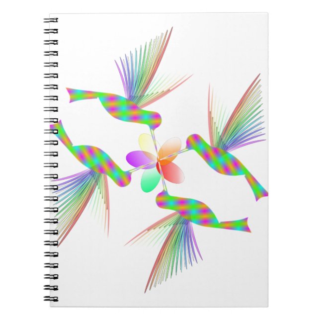 Carnet Colibris Arc-En-Ciel Embrasser Une Fleur (Devant)