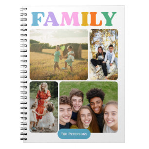 Carnet Collage de 4 photos de famille avec typographie mo