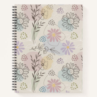 Carnet Collage de fleurs sauvages pastel – Géométrique fl