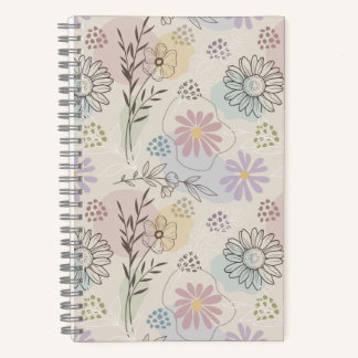 Carnet Collage de fleurs sauvages pastel – Géométrique fl