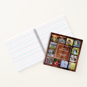 Carnet Collage de photos de famille en bois rustique mono