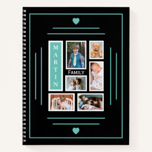 Carnet Collage de photos de famille Turquoise noir person