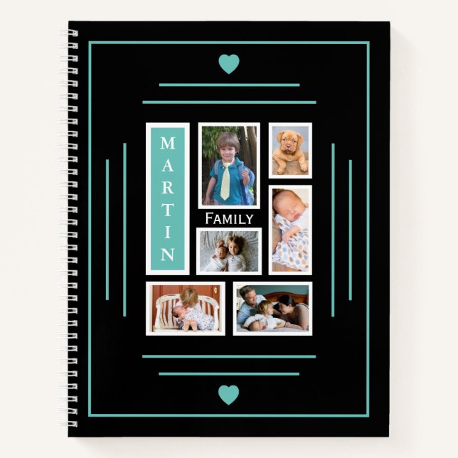 Carnet Collage de photos de famille Turquoise noir person (Devant)