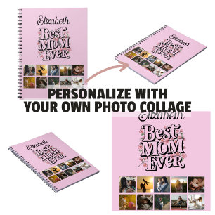 Carnet Collage de photos Nom Meilleure Maman Jamais Typog